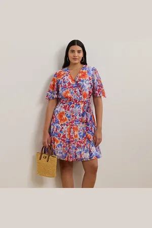 Ralph Lauren Tallas Grandes - Vestido cruzado de georgette arrugado