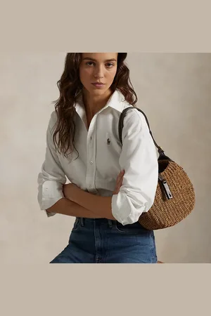 Ralph Lauren Bolso de hombro Polo ID de rafia pequeño