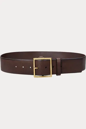 Ralph Lauren Cinturón de piel con hebilla cuadrada