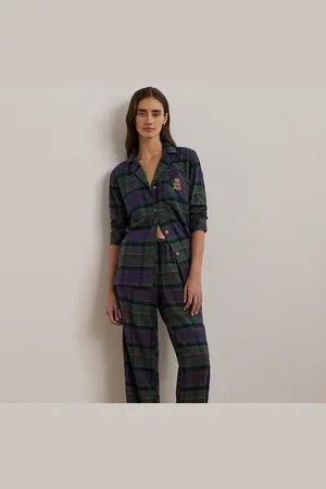 Ralph Lauren Pijama de sarga en espiga con cuadros