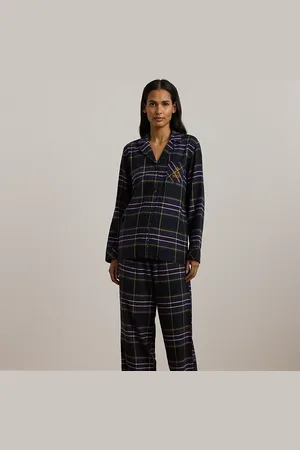 Ralph Lauren Pijama de sarga en espiga con cuadros