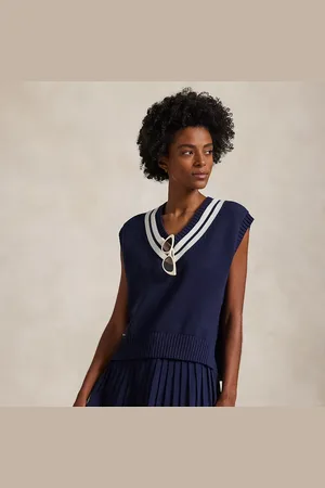 Ralph Lauren Chaleco de punto de críquet con algodón