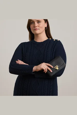 Ralph Lauren Cartera Tanner grande de piel con cadena