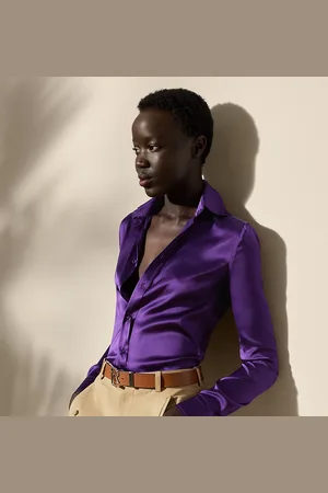 Ralph Lauren Camisa Cameron de charmeuse recta