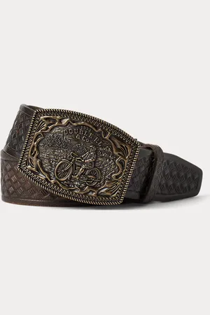 Ralph Lauren Cinturón de piel con repujado de rejilla