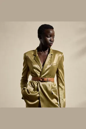 Ralph Lauren Chaqueta Quinton de raso con cinturón