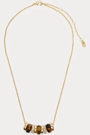 Ralph Lauren Collar bañado en oro con abalorios pavé