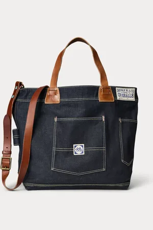 Ralph Lauren Bolso tote de denim índigo con piel