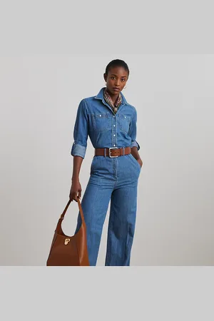 Ralph Lauren Mono de tela vaquera de pernera ancha