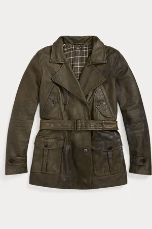 Ralph Lauren Chaqueta de piel con cinturón
