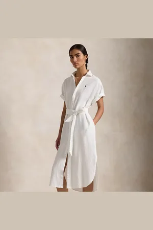 Ralph Lauren Vestido camisero de lino con manga corta