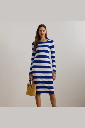 Ralph Lauren Vestido acanalado de algodón con rayas