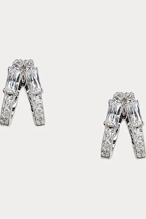 Ralph Lauren Pendientes de aro de plata de ley pavé