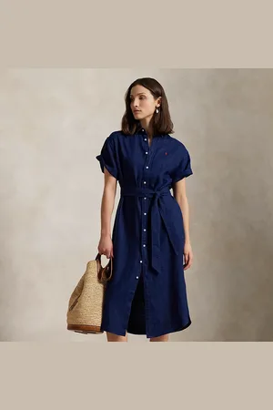 Ralph Lauren Vestido camisero de lino con manga corta