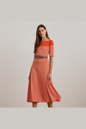 Ralph Lauren Vestido midi de algodón con rayas