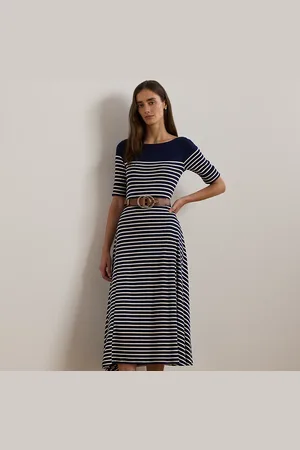 Ralph Lauren Vestido midi de algodón con rayas