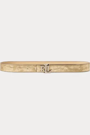 Ralph Lauren Cinturón de piel metalizada reversible