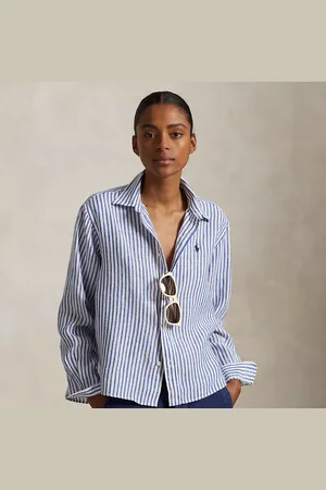 Ralph Lauren Camisa corta y ancha de lino con cuadros