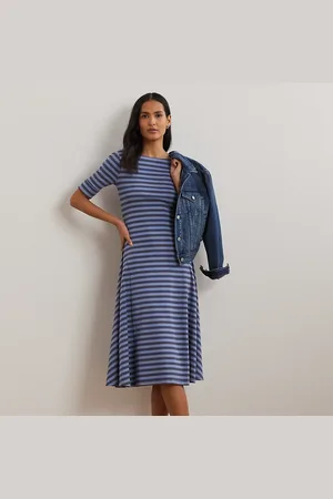 Ralph Lauren Tallas Pequeña - Vestido de algodón elástico con rayas