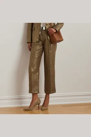Ralph Lauren Pantalón recortado de lino metalizado