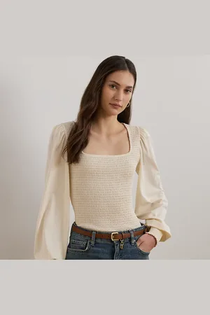 Ralph Lauren Top de punto con mangas ablusonadas