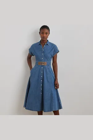 Ralph Lauren Vestido camisero vaquero con hebilla