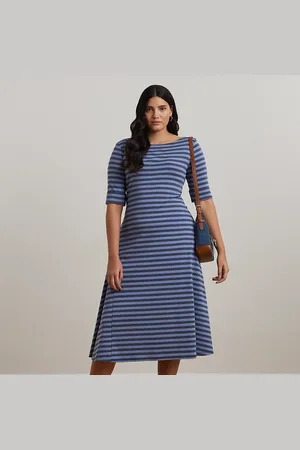 Ralph Lauren Tallas Grandes - Vestido de algodón elástico con rayas