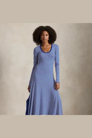 Ralph Lauren Vestido de rayas con cuello en U
