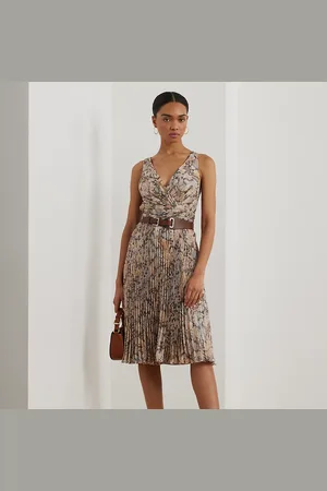 Ralph Lauren Vestido de cóctel de chifón metalizado