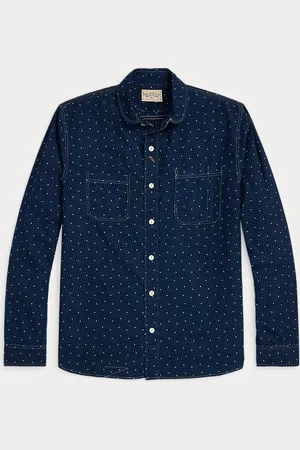 Ralph Lauren Camisa de trabajo índigo con lunares