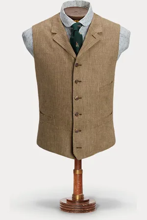 Ralph Lauren Chaleco de sarga con solapa de muesca