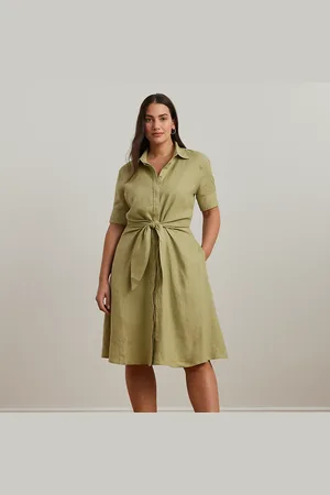 Ralph Lauren Tallas Grandes - Vestido camisero anudado de lino