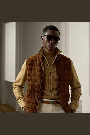 Ralph Lauren Chaleco Hoffman de ante con plumón