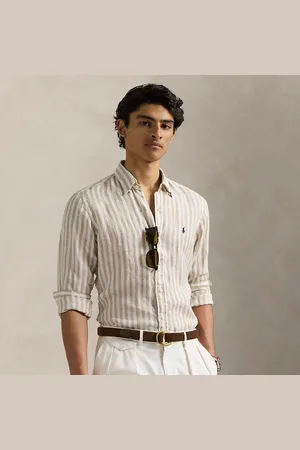 Ralph Lauren Camisa Custom Fit de lino con rayas