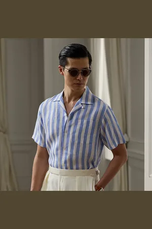 Ralph Lauren Camisa de manga corta de lino con rayas