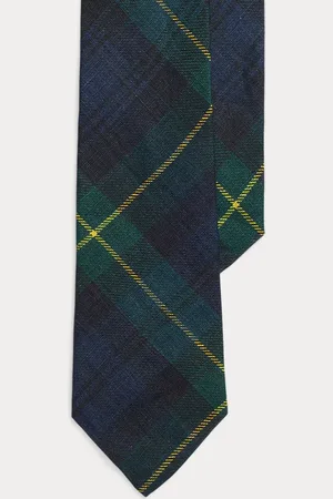 Ralph Lauren Corbata de lino con estampado de cuadros