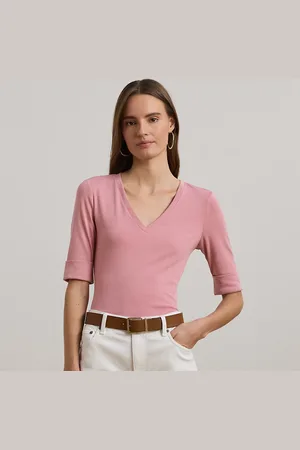 Ralph Lauren Camiseta de algodón con cuello de pico