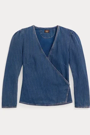 Ralph Lauren Top vaquero cruzado con rayas en índigo