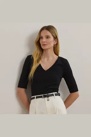 Ralph Lauren Camiseta de algodón con cuello de pico
