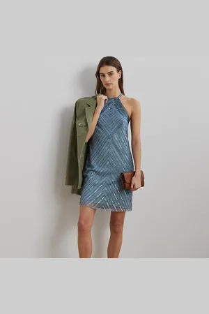Ralph Lauren Vestido de cóctel de piqué con abalorios