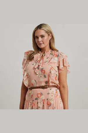 Ralph Lauren Tallas Grandes - Blusa de georgette con flores y volantes