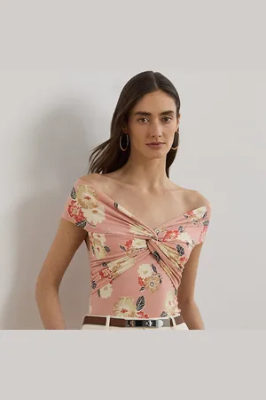 Ralph Lauren Top floral con nudo y hombros caídos