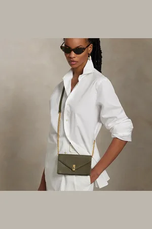 Ralph Lauren Cartera de piel granulada con cadena