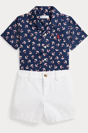Ralph Lauren Camisa de algodón con anclas y pantalón