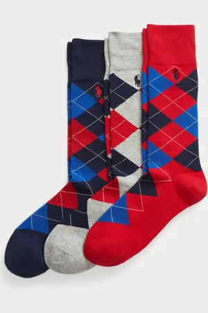 Ralph Lauren 3 pares de calcetines largos con rombos