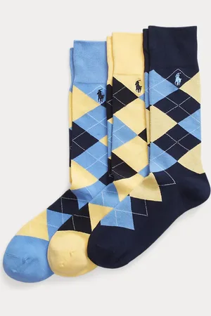 Ralph Lauren 3 pares de calcetines largos con rombos
