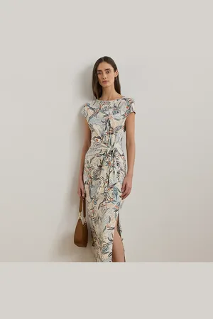 Ralph Lauren Vestido midi con cuello barco y nudo