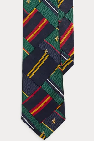 Ralph Lauren Corbata de patchwork de seda repp