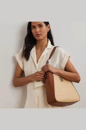 Ralph Lauren Bolso de hombro Tanner de rafia grande