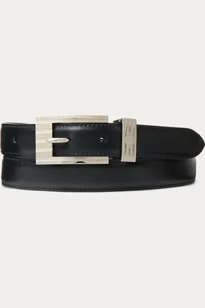 Ralph Lauren Cinturón de piel con hebilla ondulada